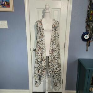 NWOT Cato Women's 14/16W Lightweight Printed Sleeveless Women's Long Kimono